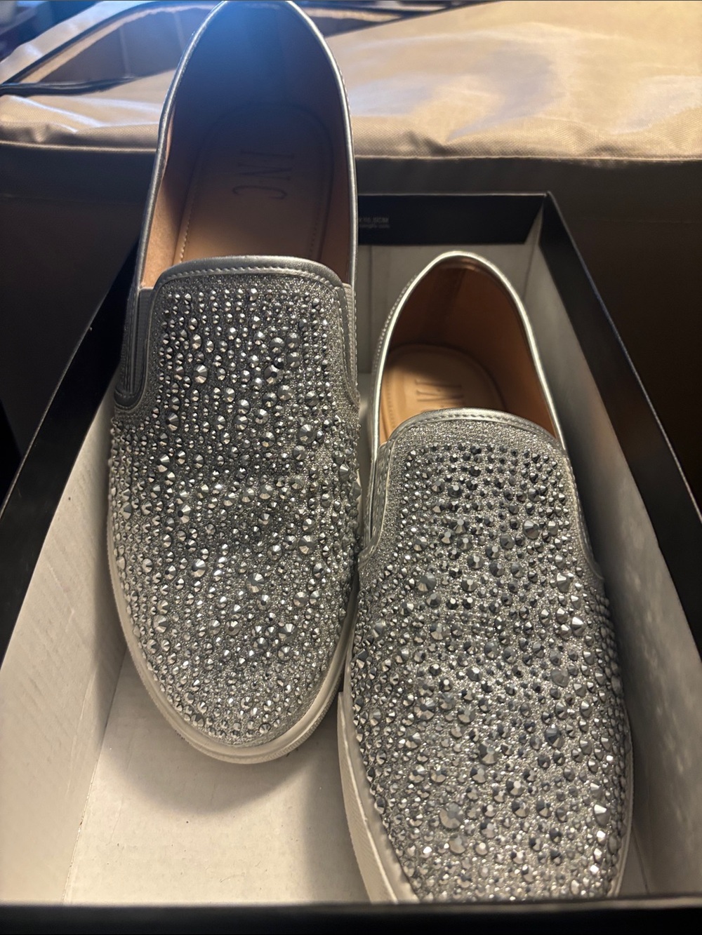INC International Concepts Silver Crystal Slip-On Loafers